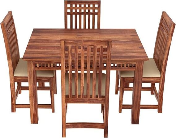 FURNITURE Solid Sheesham Wood Dining Table Set with Chairs